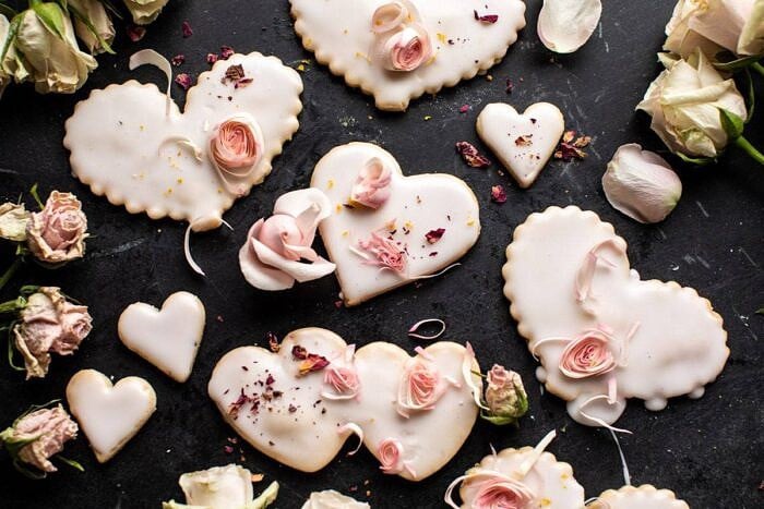 horizontal photo of Lemon Rose Shortbread Cookies 