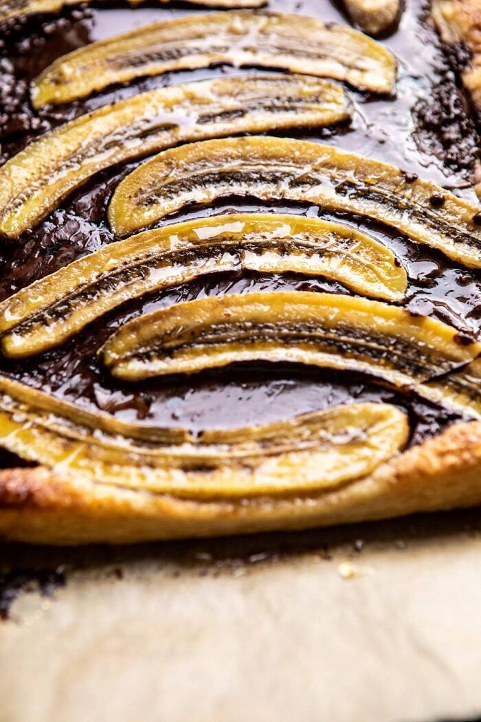 side angled photo of Warm Chocolate Banana Galette 
