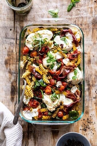 Caprese Pesto Pasta Bake | halfbakedharvest.com #caprese #pesto #pasta #easyrecipes