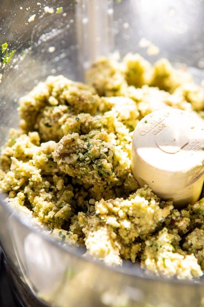 Falafel dough in food processor 