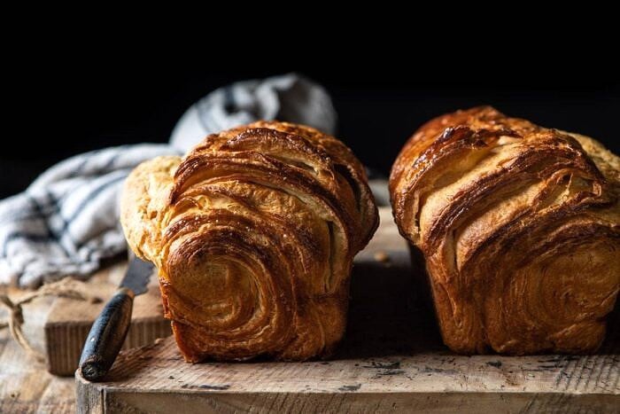 horizontal photo of Flaky Honey Brioche Bread 