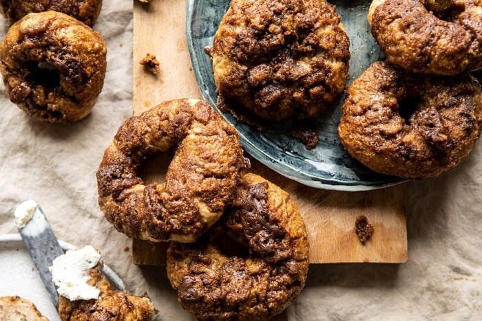Homemade Cinnamon Crunch Bagels | halfbakedharvest.com #homemade #bagels #easyrecipes #brunch #breakfast horizontal photo of Homemade Cinnamon Crunch Bagels