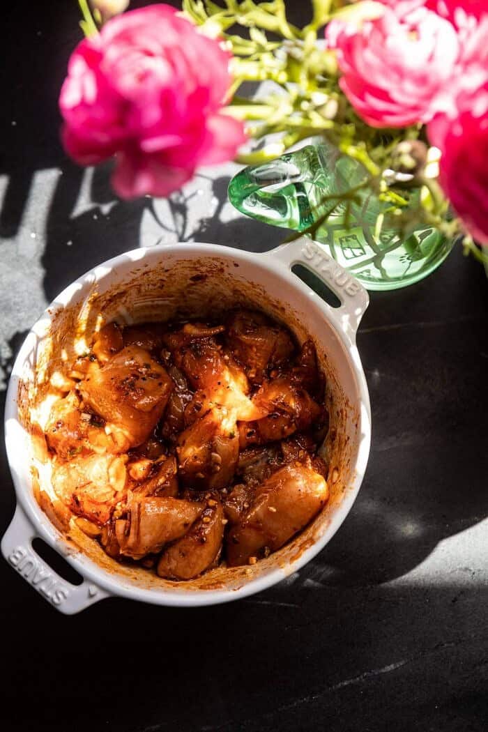 Greek Lemon Chicken Bowls with Sizzled Mint Goddess Sauce | halfbakedharvest.com #chicken #grilled #healthyrecipes #easyrecipes