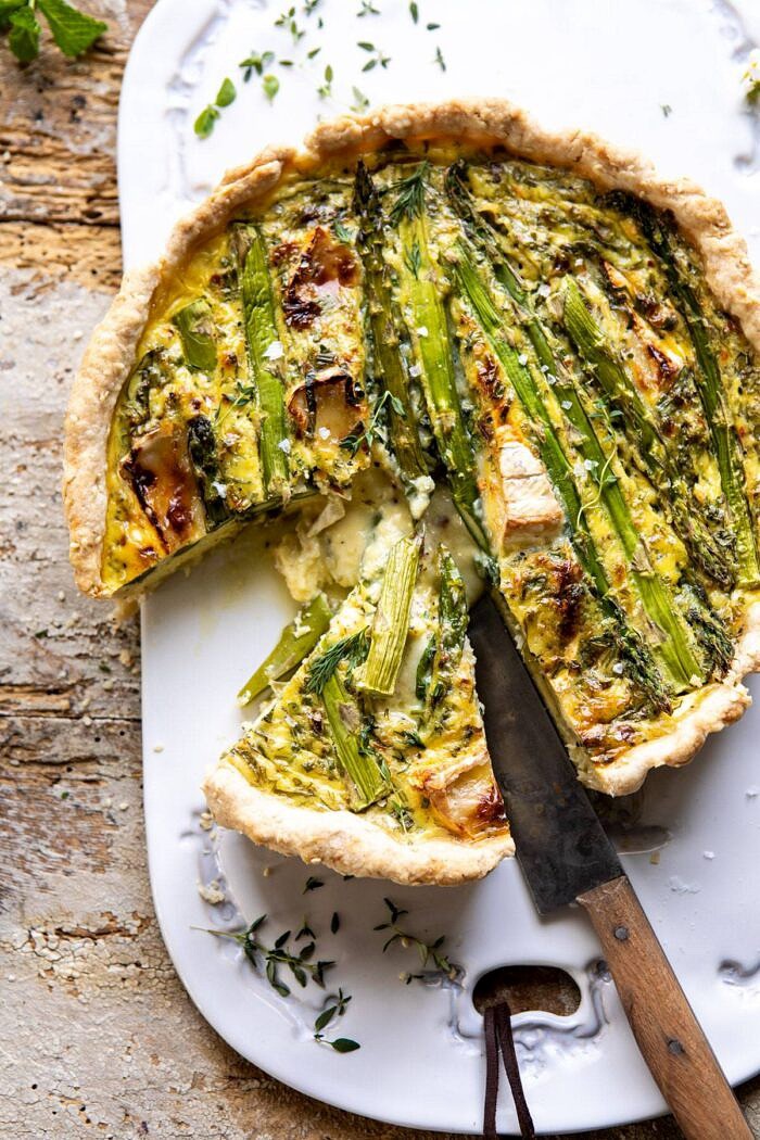 Asparagus and Brie Quiche | halfbakedharvest.com #quiche #brunch #springrecipes #easter