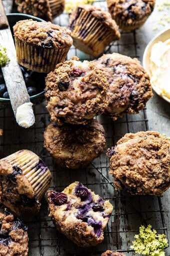 Cinnamon Crunch Blueberry Coffee Cake Muffins | halfbakedharvest.com #breakfast #brunch #snacks #easyrecipes #spring #summer #blueberrymuffins
