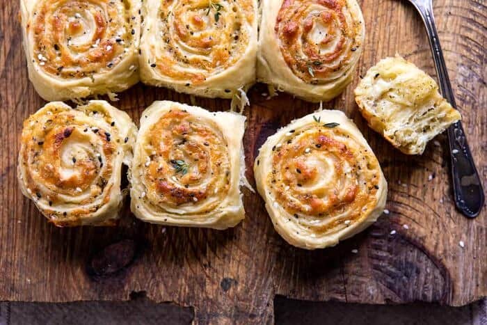 horizontal Herby Everything Cheddar Swirl Buns