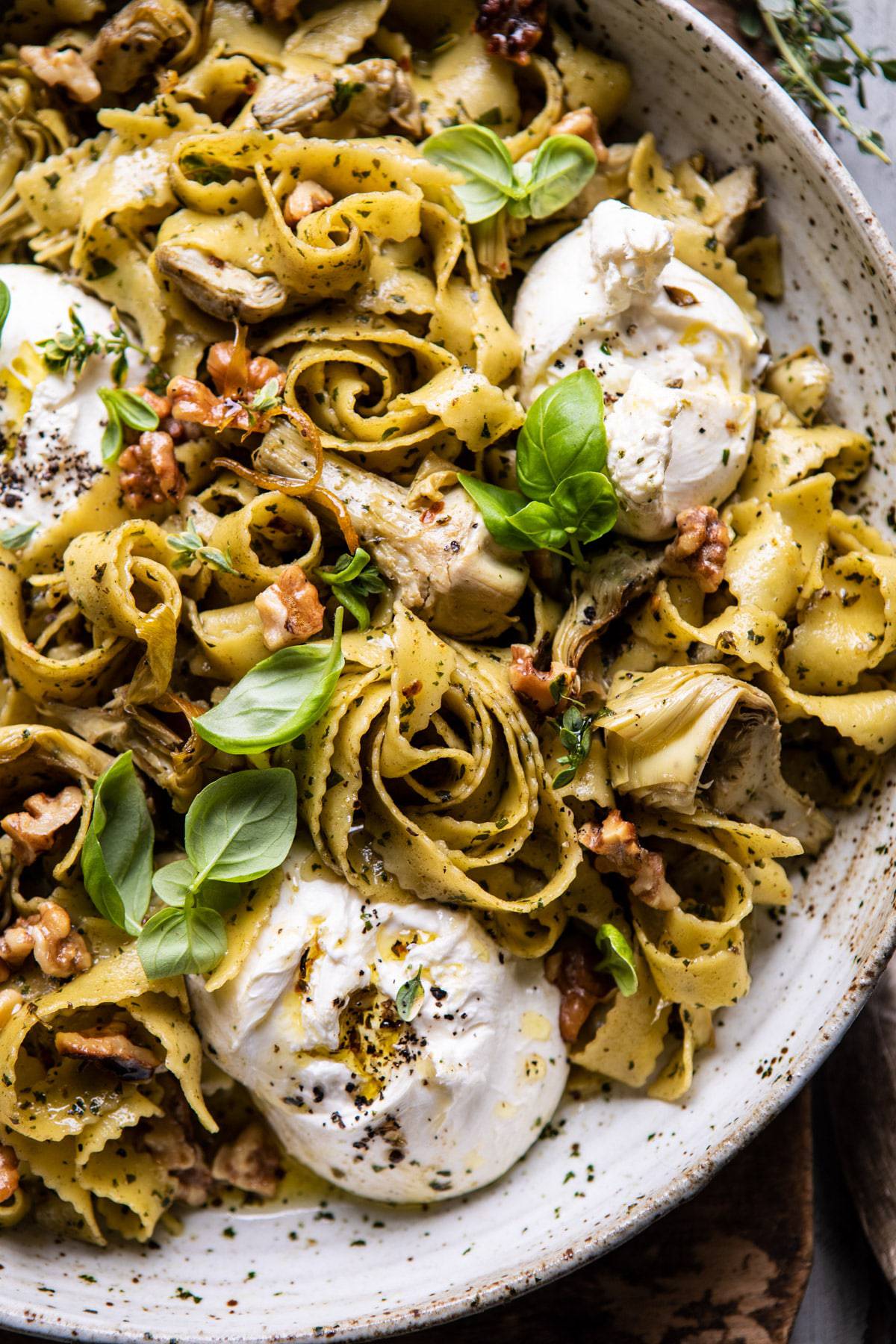 Roasted Lemon Artichoke and Browned Butter Pasta | halfbakedharvest.com #pasta #burrata #easyrecipes #Italian #spring #summer