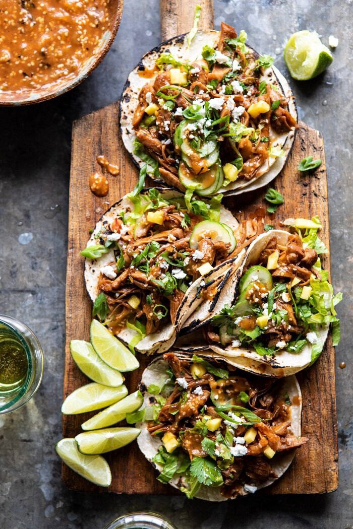 Instant Pot Korean Bulgogi BBQ Tacos | halfbakedharvest.com #tacos #instantpot #easyrecipes #dinner #chicken