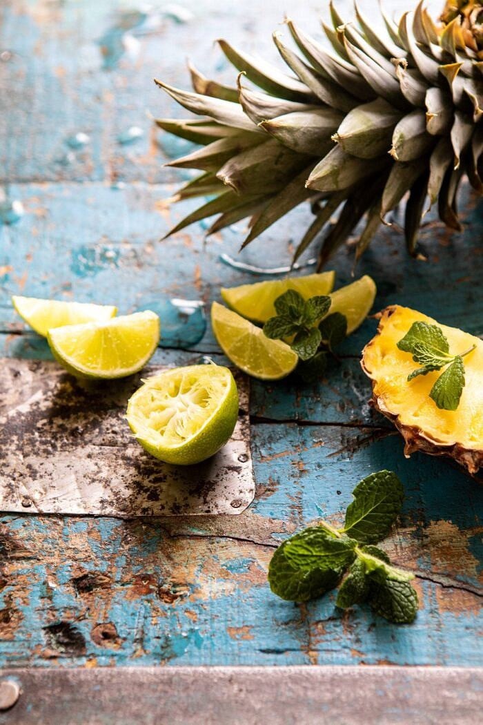 Orange Pineapple Moscow Mule | halfbakedharvest.com #cocktails #drinks #vodka raw limes and pineapple