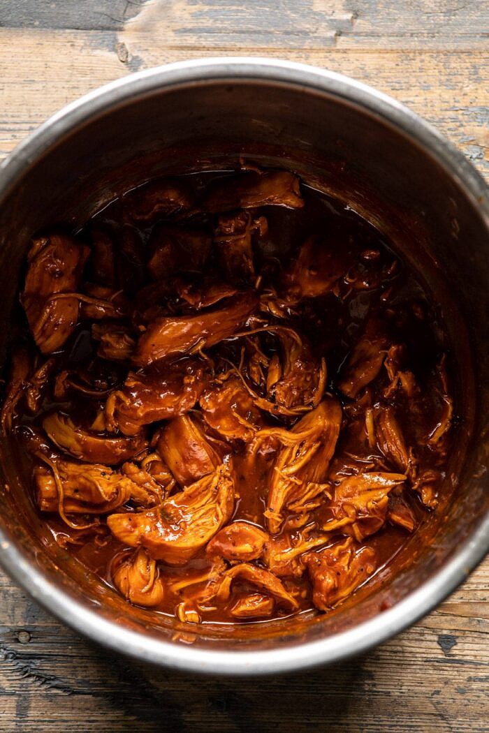 Saucy Pineapple BBQ Chicken in instant pot bowl 