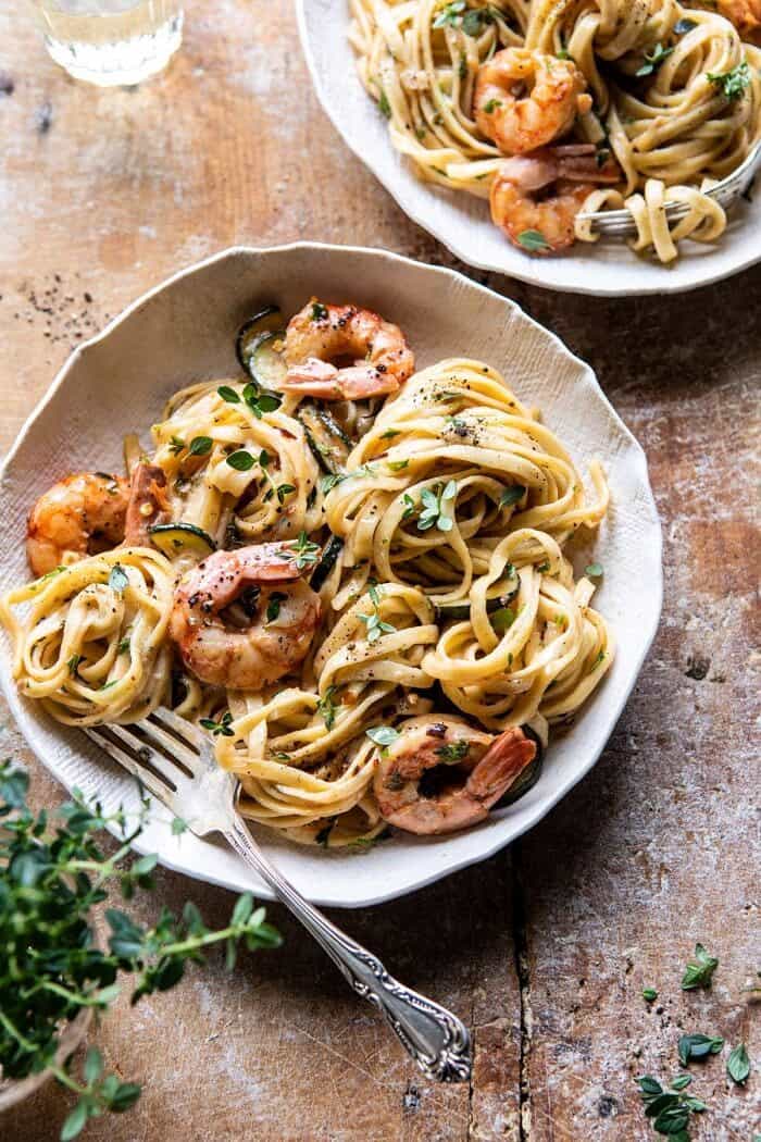 Garden Herb Shrimp Scampi Linguine | halfbakedharvest.com #pasta #shrimp #easyrecipes #summerrecipes