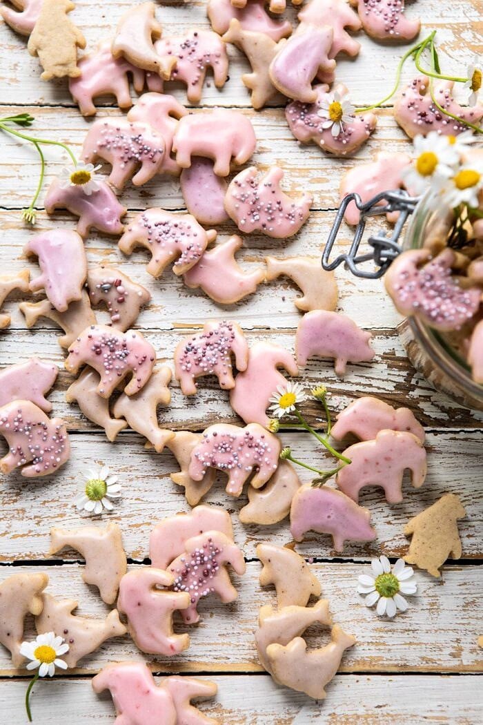 Homemade Animal Crackers | halfbakedharvest.com #crackers #homemaderecipes #cookies #snacks overhead photo of Homemade Animal Crackers
