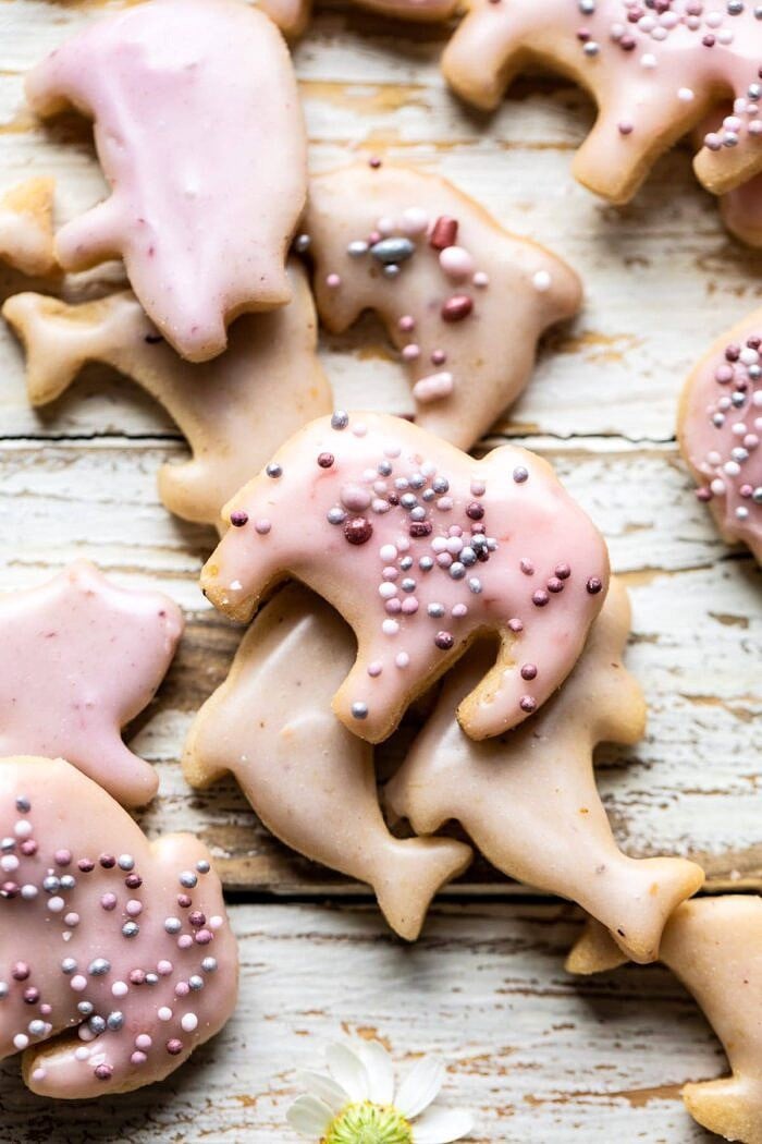 Homemade Animal Crackers | halfbakedharvest.com #crackers #homemaderecipes #cookies #snacks overhead close up photo of Homemade Animal Crackers