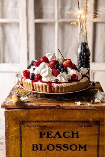 No-Bake Eton Mess Berry Cheesecake | halfbakedharvest.com #cheesecake #nonbake #easyrecipes #dessert #4thofjuly