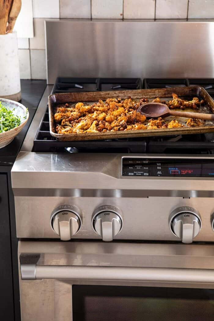 Roasted Cauliflower Salad with Creamy Honey Mustard Vinaigrette | halfbakedharvest.com #healthyrecipes #salad #cauliflower