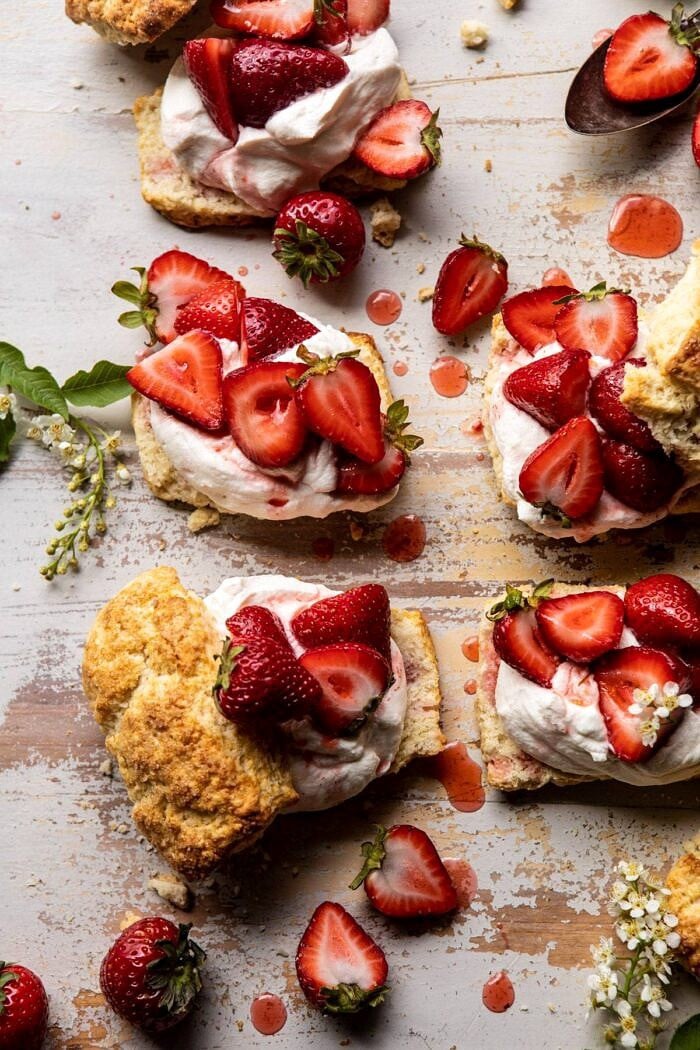 overhead close up photo of The Best Strawberry Shortcakes