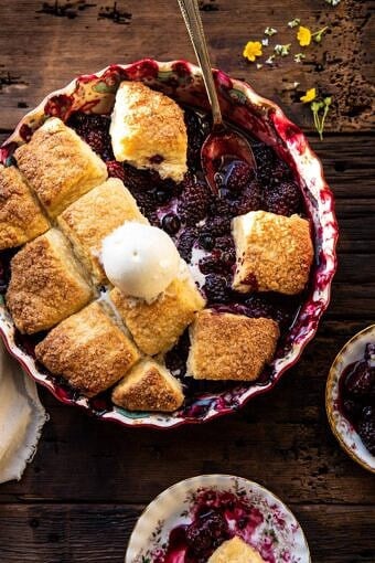 Blackberry Lavender Cobbler | halfbakedharvest.com #cobbler #blackerry #dessert