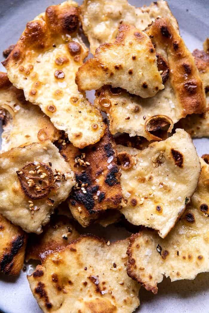 overhead photo of Toasted Garlic Naan