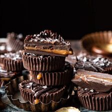 6 Ingredient Milk Chocolate Salted Caramel Cups | halfbakedharvest.com #chocolate #caramel #easy #fall