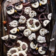 BOO! Spooky Monster Chocolate Covered Pretzel Brownies | halfbakedharvest.com #halloween #brownies #easyrecipes #dessert #fall