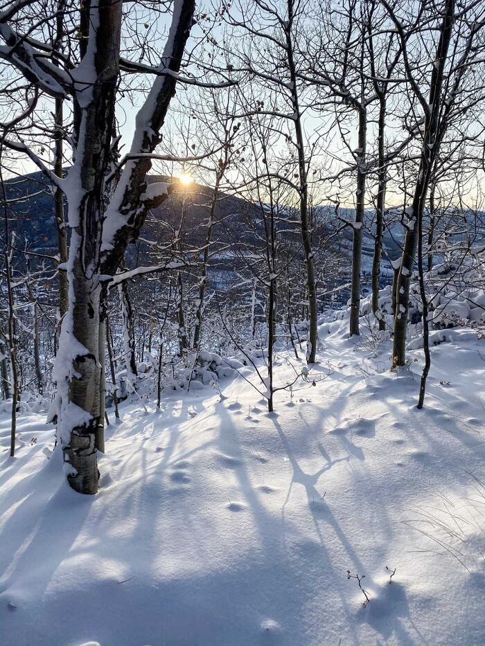 snow mountain sunrise