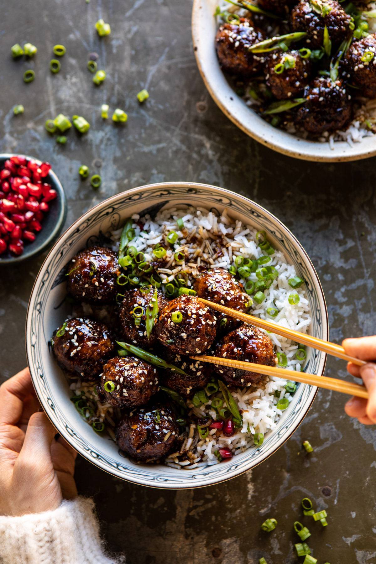Weeknight Sticky Ginger Sesame Chicken Meatballs | halfbakedharvest.com #easyrecipe #chickenmeatballs #healthy