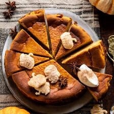 Burnt Basque Pumpkin Spice Cheesecake | halfbakedharvest.com #pumpkin #cheesecake #thanksgiving