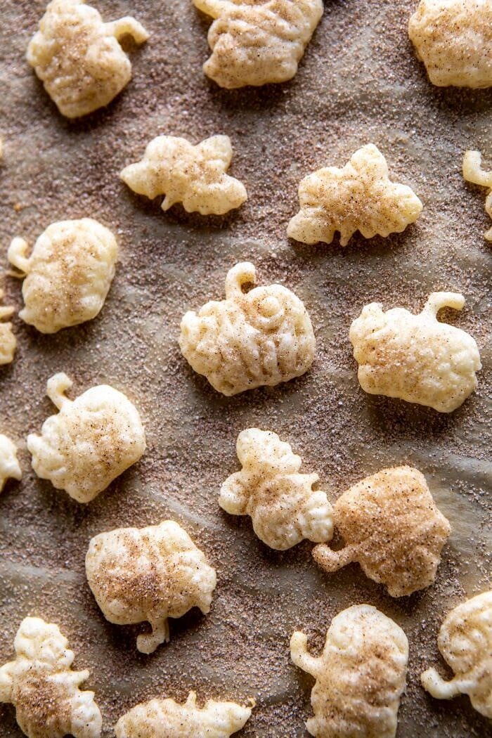 overhead photo of pie crust cookies after baking 