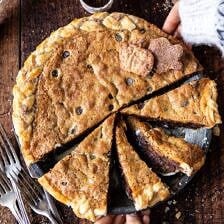 Gooey Chocolate Chip Cookie Pumpkin Pie | halfbakedharvest.com #cookiepie #thanksgiving #pumpkinpie