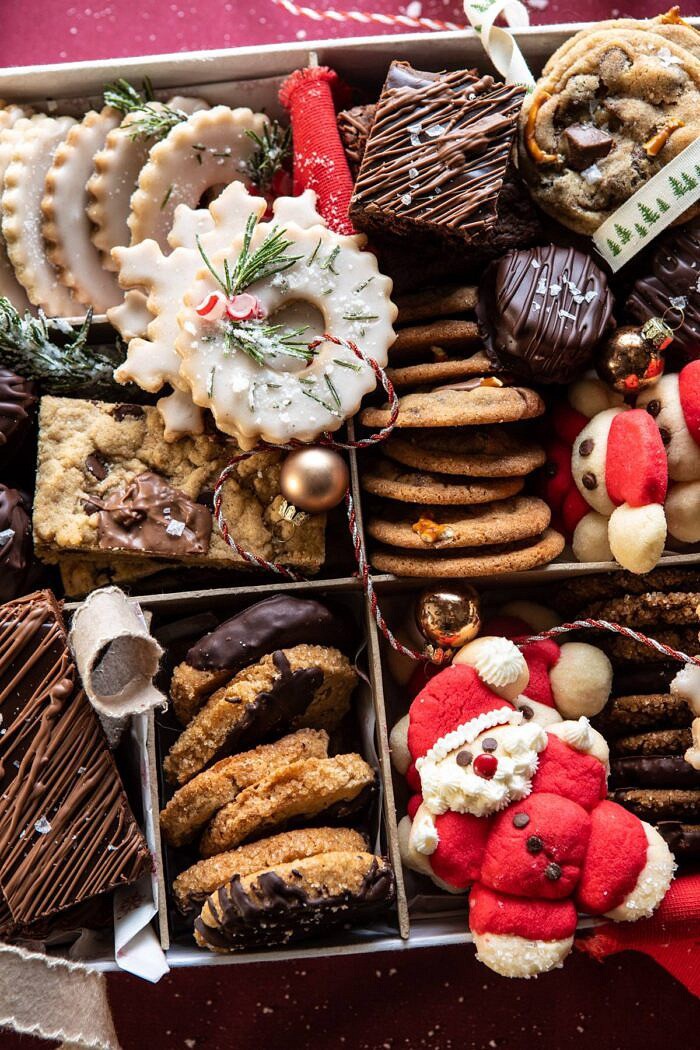 2019 Holiday Cookie Box | halfbakedharvest.com #cookies #christmas #cookiebox #howto close up photo of cookie box