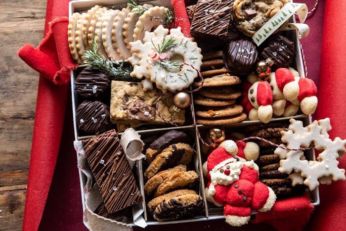 2019 Holiday Cookie Box | halfbakedharvest.com #cookies #christmas #cookiebox #howto horizontal photo of 2019 Holiday Cookie Box