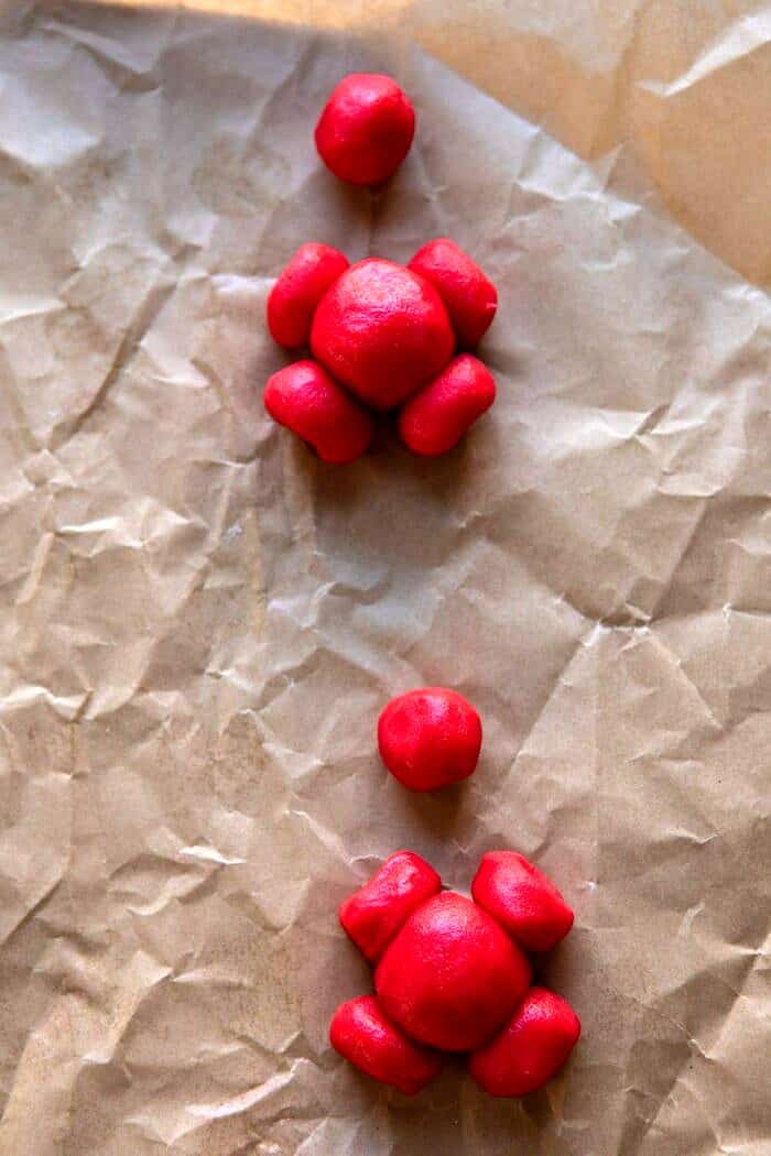 assembling the Santa cookies 