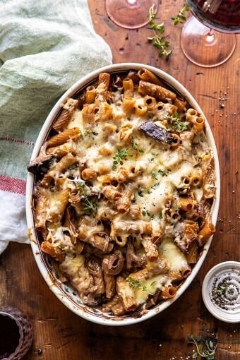 One Pot Creamy French Onion Pasta Bake | halfbakedharvest.com #pasta #frenchonion #easyrecipes