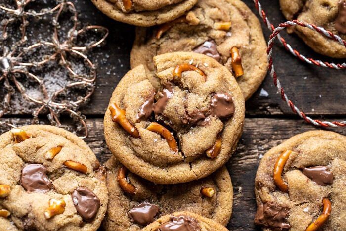 horizontal photo of Salted Caramel Pretzel Snickerdoodles