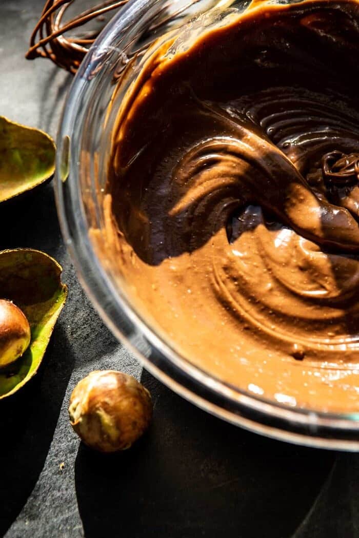 brownie batter in mixing bowl 