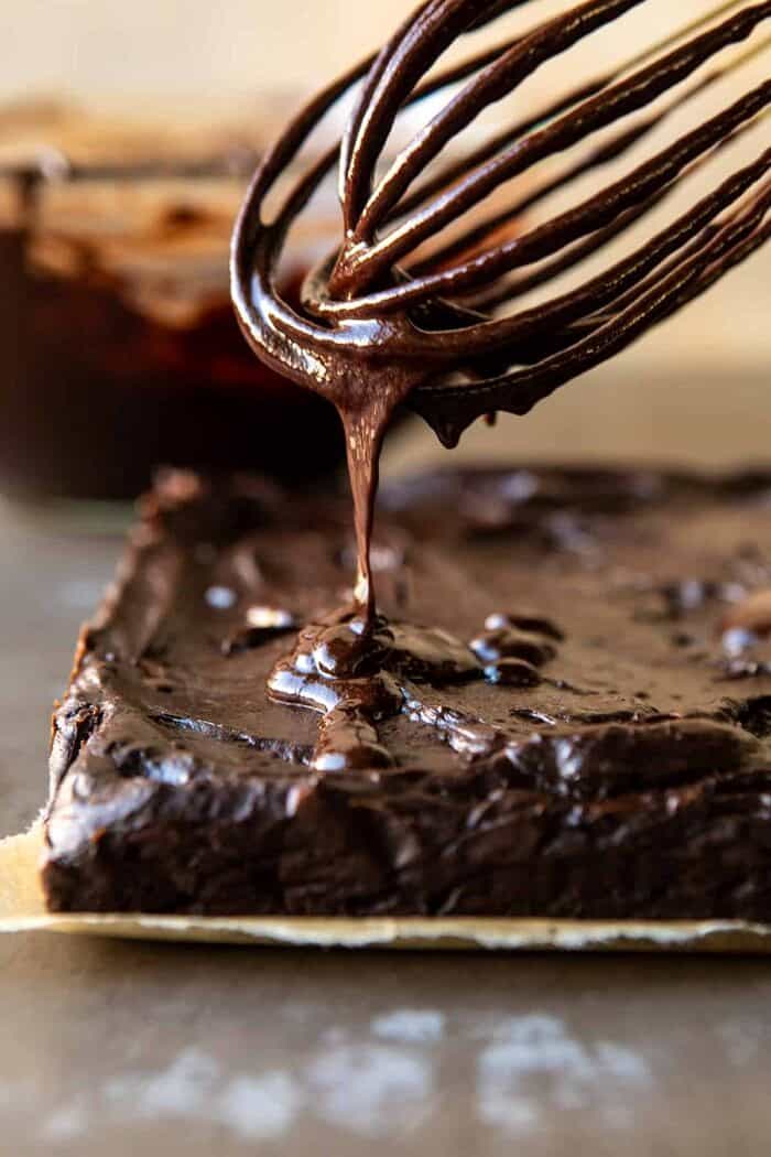 Fudgy Avocado Brownies with Chocolate Fudge Frosting | halfbakedharvest.com #brownies #healthy