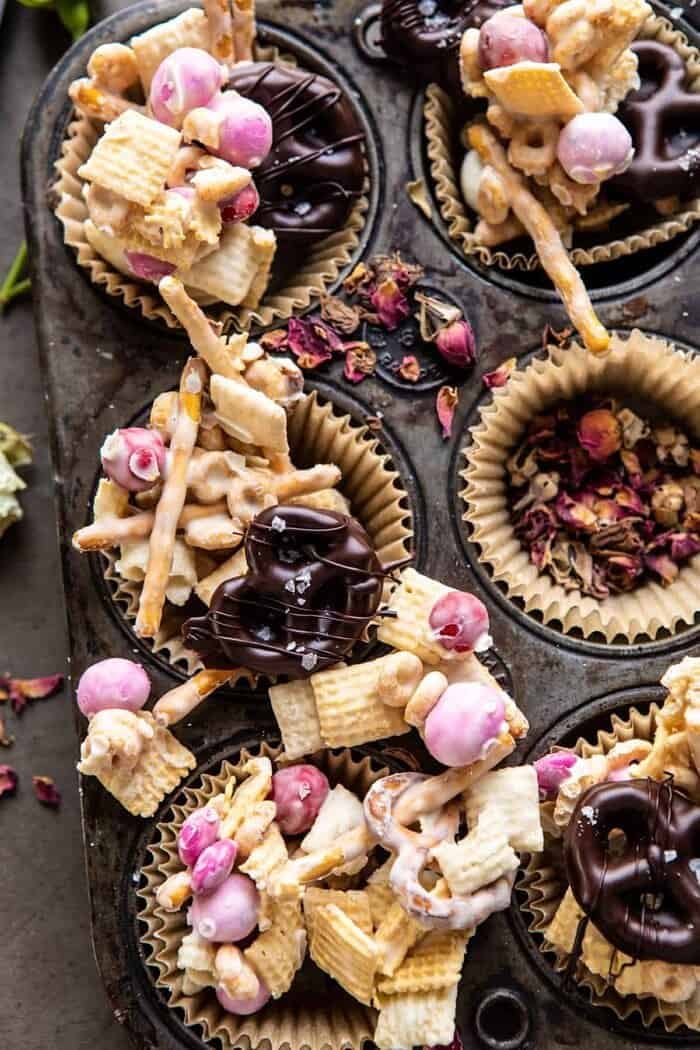 Valentine’s Day Double Chocolate Chex Mix | halfbakedharvest.com #chexmix #valentinesday