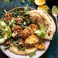 Cauliflower Shawarma with Green Tahini and Fried Halloumi | halfbakedharvest.com