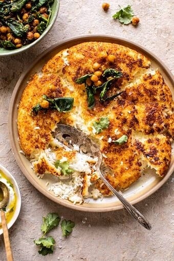 Crispy Persian Rice (Tahdig) with Spiced Golden Chickpeas | halfbakedharvest.com