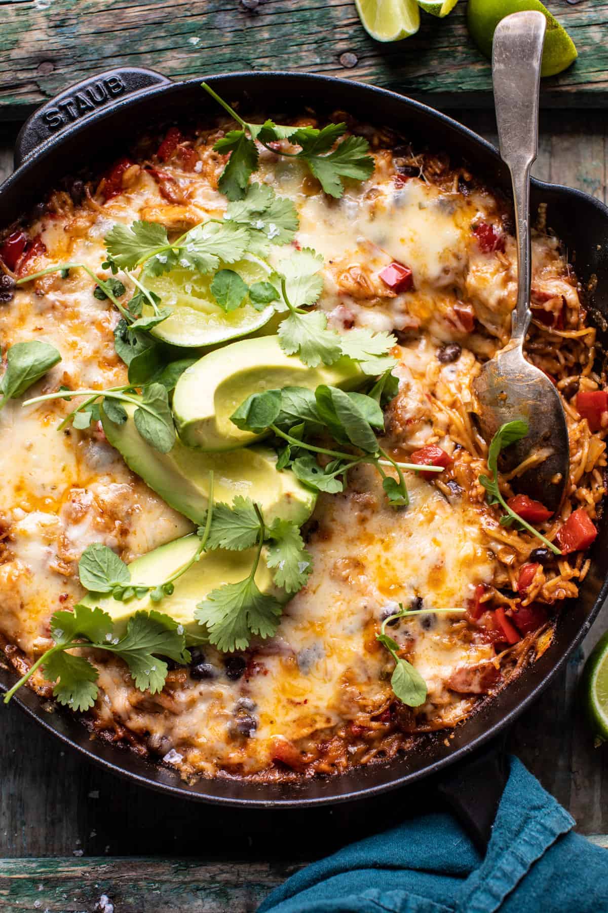 One Skillet Cheesy Cuban Chicken Rice Bake | halfbakedharvest.com