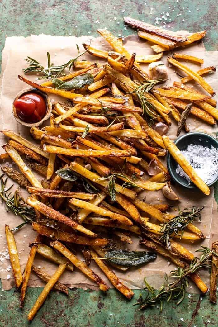 Oven Baked Tuscan Fries | halfbakedharvest.com overhead photo of Oven Baked Tuscan Fries