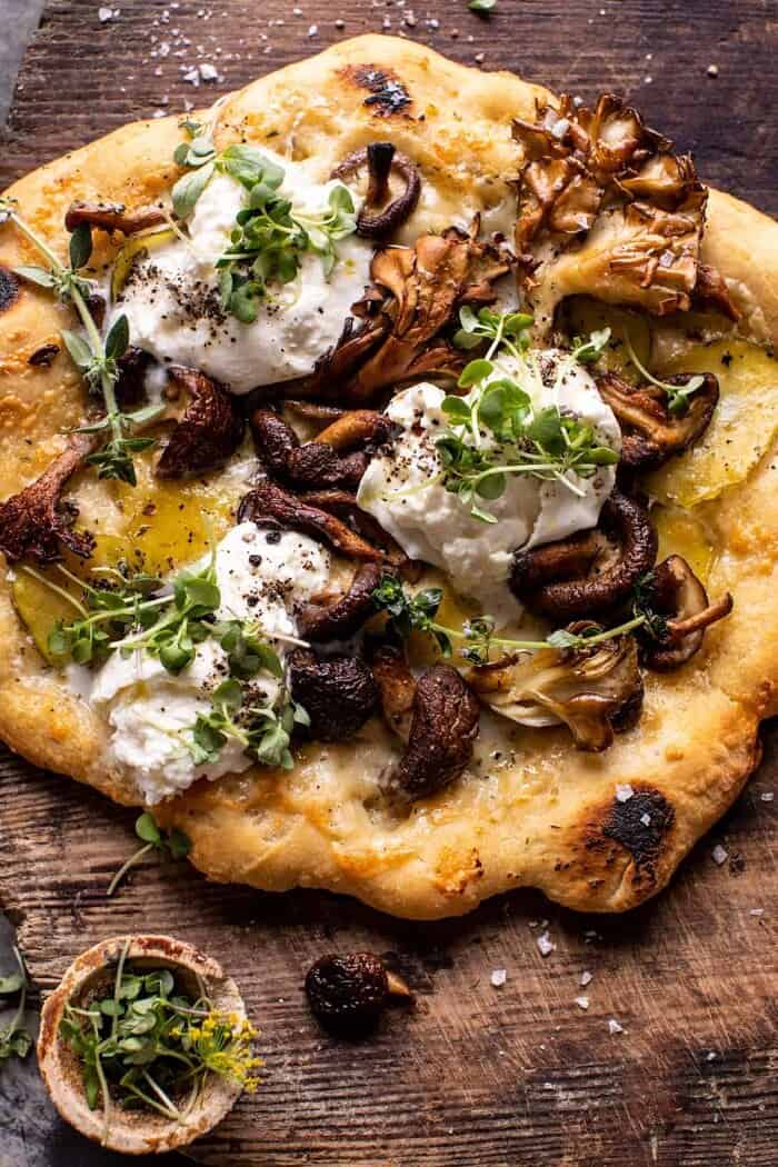 Potato and Wild Mushroom Burrata Pizza | halfbakedharvest.com