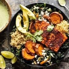 Sheet Pan Chipotle Salmon with Cilantro Lime Special Sauce | halfbakedharvest.com