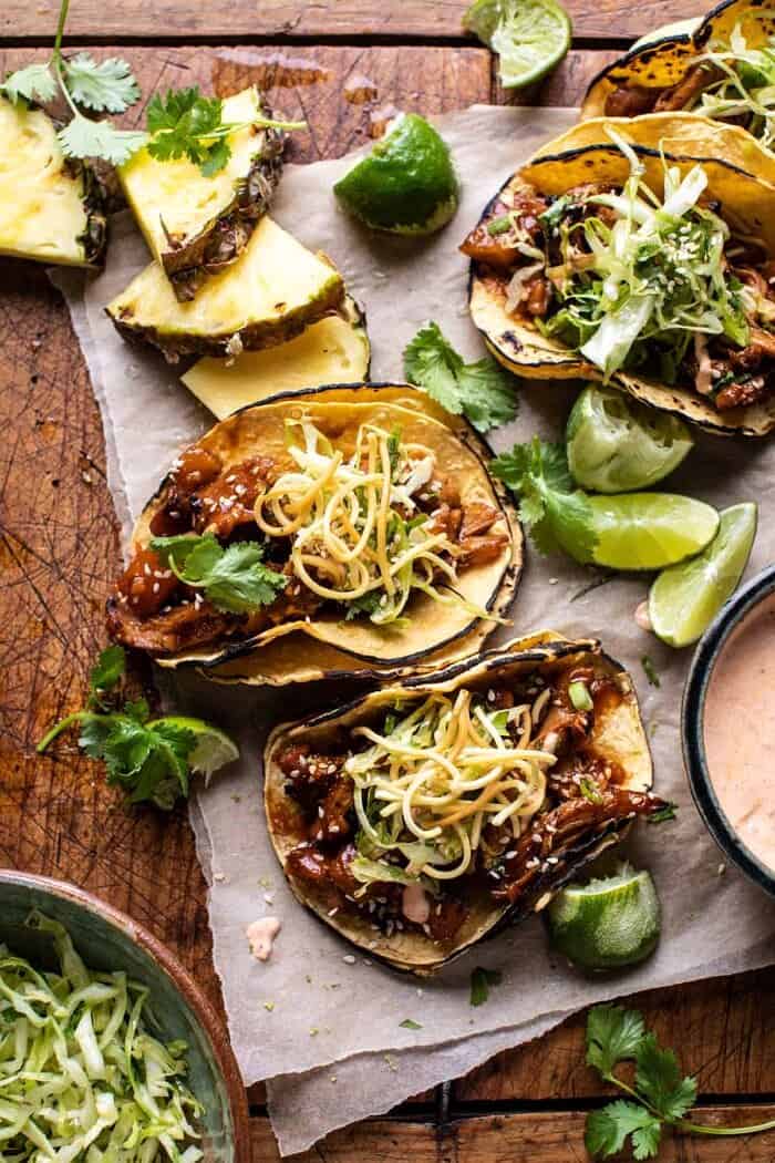 Slow Cooker Braised Hawaiian Pineapple Chicken Tacos | halfbakedharvest.com