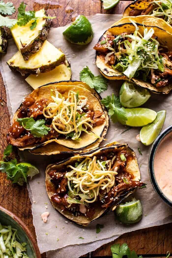 Slow Cooker Braised Hawaiian Pineapple Chicken Tacos | halfbakedharvest.com