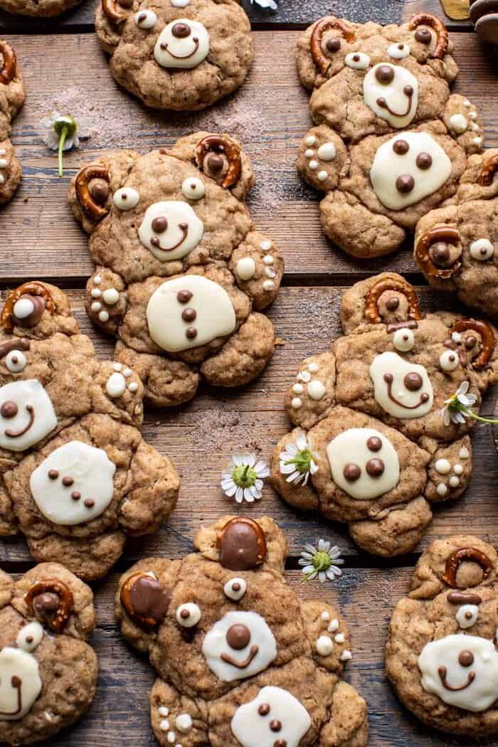 Sweet and Salty Teddy Bear Snickerdoodles | halfbakedharvest.com overhead photo of Sweet and Salty Teddy Bear Snickerdoodles