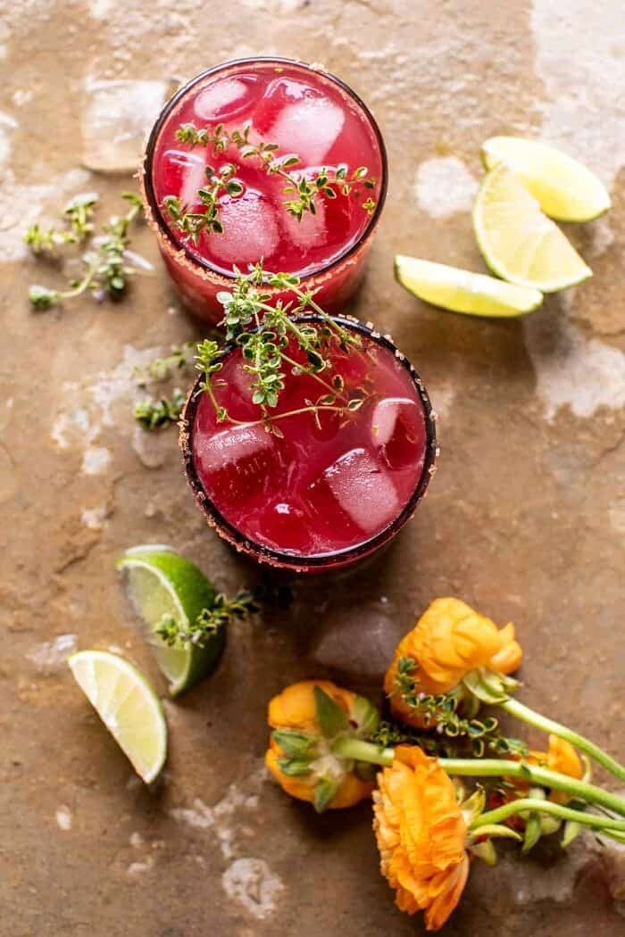 overhead photo of Orange Hibiscus Mai Tai 
