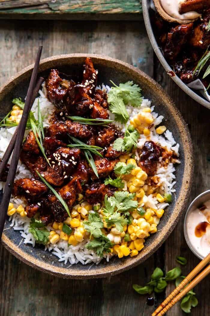 25 Minute Korean Bulgogi BBQ Chicken with Spicy Garlic Butter Corn | halfbakedharvest.com