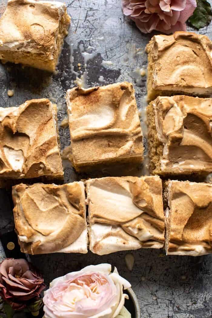 overhead close up photo of Dirty Horchata Tres Leches Cake 