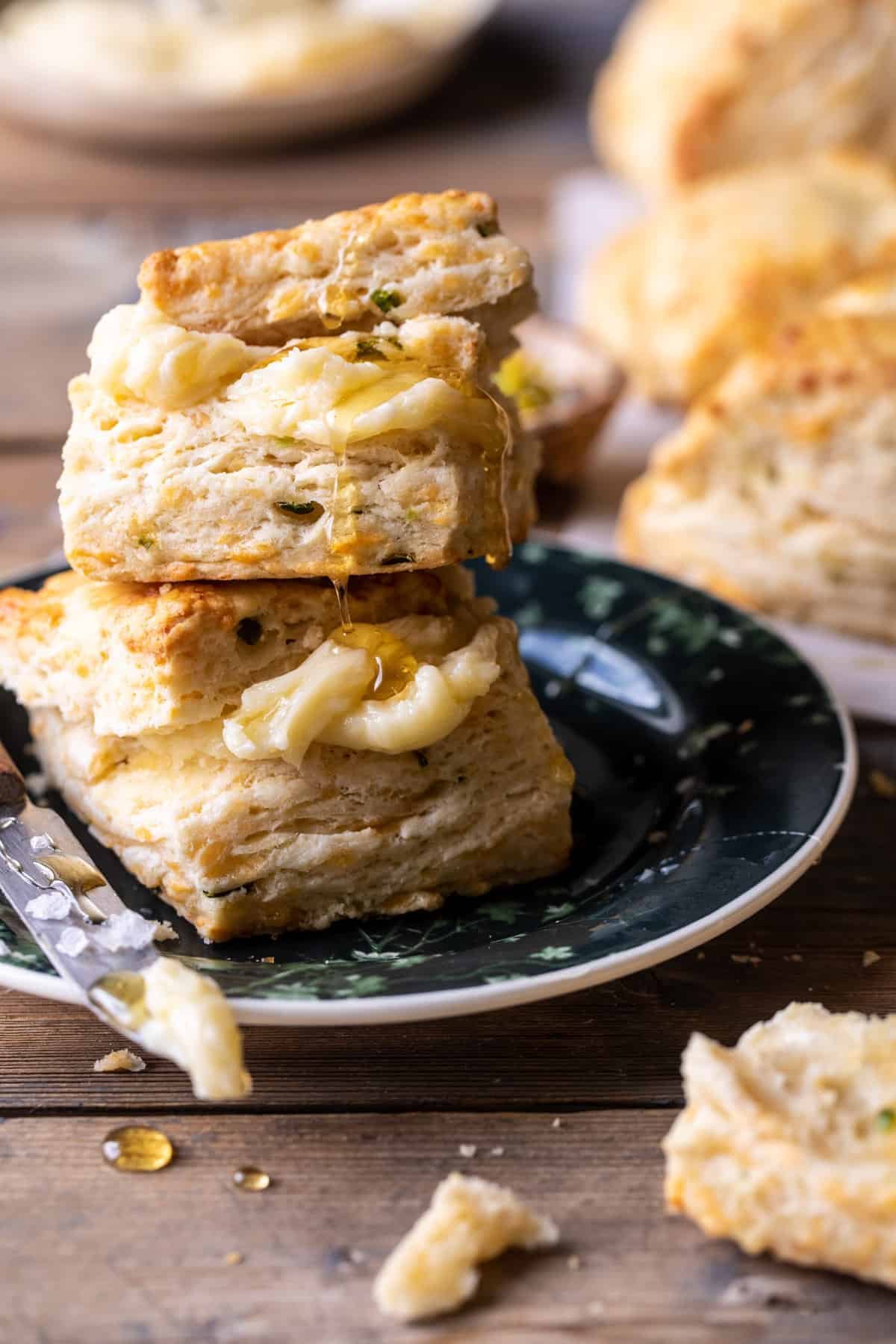Layered Cheddar Biscuits with Salted Honey Butter | halfbakedharvest.com